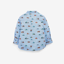 Load image into Gallery viewer, Blue Printed All-Over Print Grandad Shirt (3mths-5yrs)
