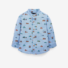 Load image into Gallery viewer, Blue Printed All-Over Print Grandad Shirt (3mths-5yrs)
