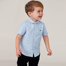 Load image into Gallery viewer, Blue Short Sleeve Oxford Shirt (3mths-5yrs)
