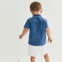 Load image into Gallery viewer, Blue Short Sleeve Denim Shirt (3mths-5yrs)
