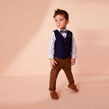 Load image into Gallery viewer, Navy Blue Waistcoat, Shirt &amp; Bowtie Set (3mths-5yrs)
