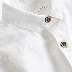 White Short Sleeve Linen Shirt (3mths-5yrs)