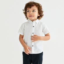 Load image into Gallery viewer, White Short Sleeve Linen Shirt (3mths-5yrs)
