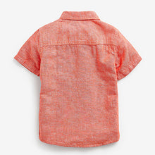 Load image into Gallery viewer, Coral Orange Short Sleeve Linen Shirt (3mths-5yrs)
