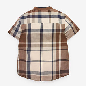 Tan Brown Check SS Splice Check Shirt (3mths-5yrs)