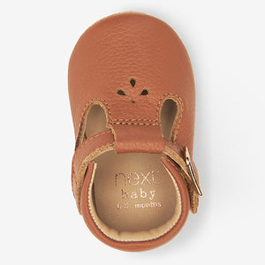 Tan Leather T-Bar Baby Shoes (0-18mths)