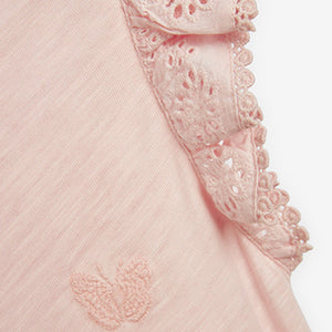 Pink Print Embroidered Dress (3-12yrs)