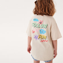 Load image into Gallery viewer, Neutral Cream Oversized Back Print T-Shirt (3-12yrs)

