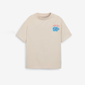 Neutral Cream Oversized Back Print T-Shirt (3-12yrs)