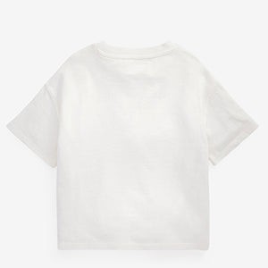 Ecru Cream Rainbow Flippy Sequin Hearts T-Shirt (3-12yrs)