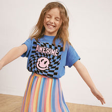 Load image into Gallery viewer, Blue Checkerboard Slogan Top (3-12yrs)
