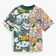 Load image into Gallery viewer, Green Floral &amp; Camo Spliced T-Shirt (3-12yrs)
