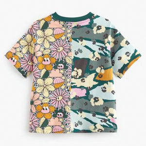 Green Floral & Camo Spliced T-Shirt (3-12yrs)