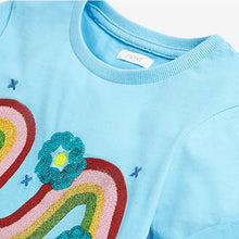 Load image into Gallery viewer, Blue Sequin Glitter Rainbow T-Shirt (3-12yrs)
