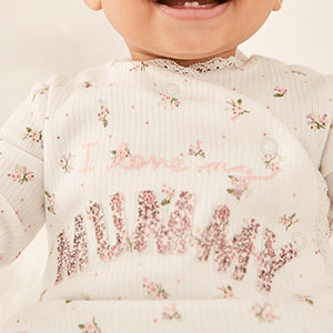 MUMMY White Floral Family Sleepsuit (0-2yrs)