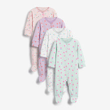 Load image into Gallery viewer, Bright Pink/Green Baby 4 Pack Sleepsuits (0mths-18mths)
