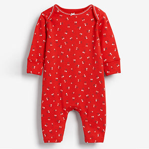 Red/Navy/White 4 Pack Footless Sleepsuits (0mths-18mths)