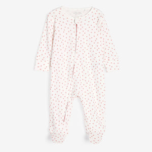 Pink Spot & Bunny 2 Pack Zip Baby Sleepsuits (0mths-18mths)
