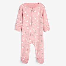 Load image into Gallery viewer, Pink Spot &amp; Bunny 2 Pack Zip Baby Sleepsuits (0mths-18mths)
