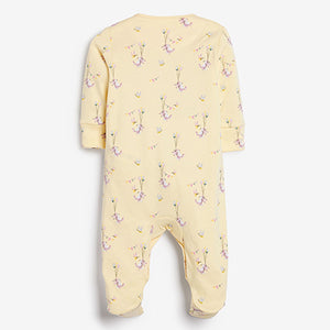 Pink/Yellow Circus 3 Pack Baby Sleepsuits (0-9mths)