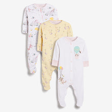 Load image into Gallery viewer, Pink/Yellow Circus 3 Pack Baby Sleepsuits (0-9mths)
