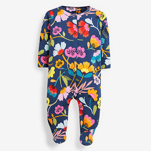 Bright 3 Pack Floral Baby Sleepsuits (0mths-18mths)