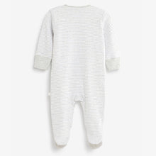 Load image into Gallery viewer, White/Grey Stripe Born In 2022 Single Sleepsuit (0-6mths)
