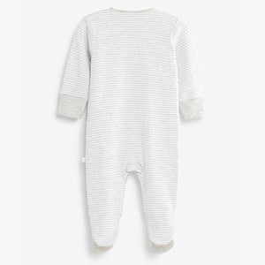 White/Grey Stripe Born In 2022 Single Sleepsuit (0-6mths)