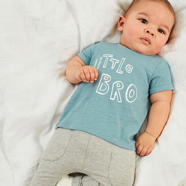 Blue Little Bro Slogan Baby T-Shirt (0mths-18mths)