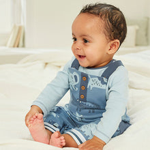 Load image into Gallery viewer, Blue Baby Dungarees And Bodysuit Set (0mths-18mths)
