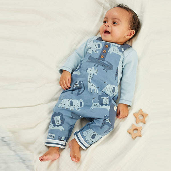 Blue Baby Dungarees And Bodysuit Set (0mths-18mths)