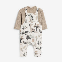 Load image into Gallery viewer, Cream Dinosaur Baby Dungarees And Bodysuit Set (0mths-18mths)
