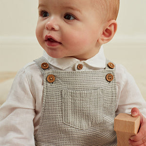 Grey Baby Smart Stripe Dunagrees And Jersey Bodysuit Set (0mths-18mths)
