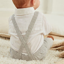 Load image into Gallery viewer, Grey Baby Smart Stripe Dunagrees And Jersey Bodysuit Set (0mths-18mths)
