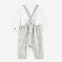 Load image into Gallery viewer, Grey Baby Smart Stripe Dunagrees And Jersey Bodysuit Set (0mths-18mths)
