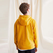 Load image into Gallery viewer, Ochre Yellow Embroidered Dino Hoodie (3-12yrs)
