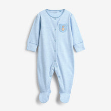Load image into Gallery viewer, Blue Bear Baby Sleepsuits 3 Pack (0mths-18nths)
