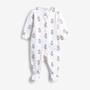 Blue Bear Baby Sleepsuits 3 Pack (0mths-18nths)