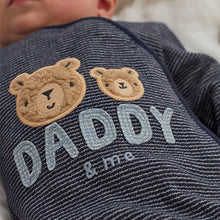 Load image into Gallery viewer, Navy DADDY Bear Family Single Sleepsuit (0-18mths)
