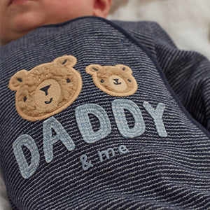 Navy DADDY Bear Family Single Sleepsuit (0-18mths)