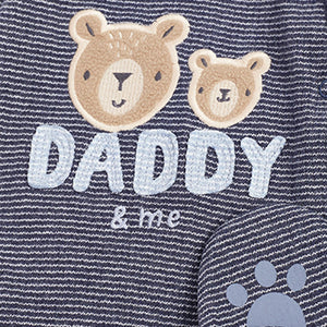 Navy DADDY Bear Family Single Sleepsuit (0-18mths)