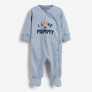 Blue MUMMY Bear Family Single Sleepsuit (0-18mths)
