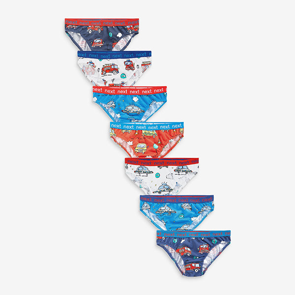 Navy/Red Vehicules 7 Pack Briefs (1.5-8yrs)