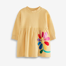 Load image into Gallery viewer, Lemon Yellow Flower Cosy Sweat Dress (3mths-6yrs)
