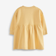 Load image into Gallery viewer, Lemon Yellow Flower Cosy Sweat Dress (3mths-6yrs)
