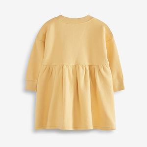 Lemon Yellow Flower Cosy Sweat Dress (3mths-6yrs)