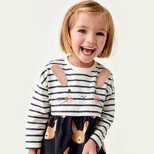 Load image into Gallery viewer, Charcoal Grey Bunny Jersey Dress (3mths-6yrs)
