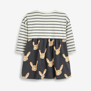 Charcoal Grey Bunny Jersey Dress (3mths-6yrs)