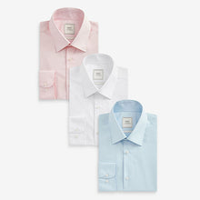 Load image into Gallery viewer, Blue/Pink/White Regular Fit Single Cuff Shirts 3 Pack
