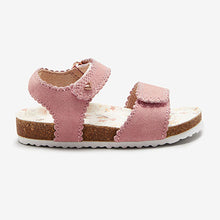 Load image into Gallery viewer, Pink Leather Adjustable Strap Corkbed Sandals (Younger Girls)
